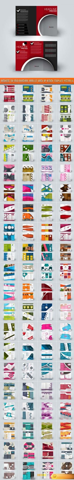 Business tri-fold brochure booklet mock up design template vector 16