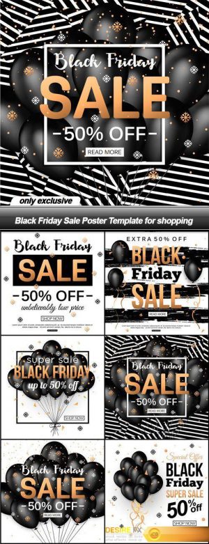 Black Friday Sale Poster Template for shopping – 6 EPS