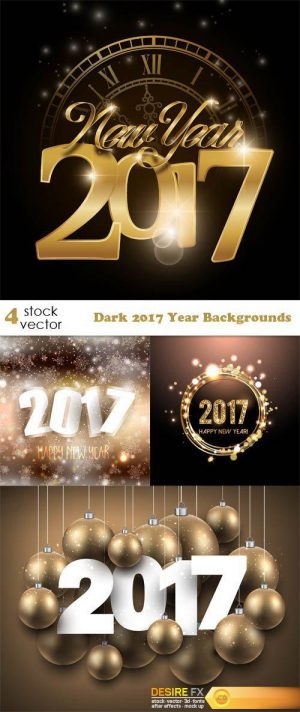 Vectors – Dark 2017 Year Backgrounds Set