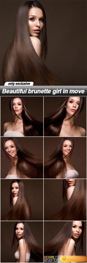 Beautiful brunette girl in move – 9 UHQ JPEG