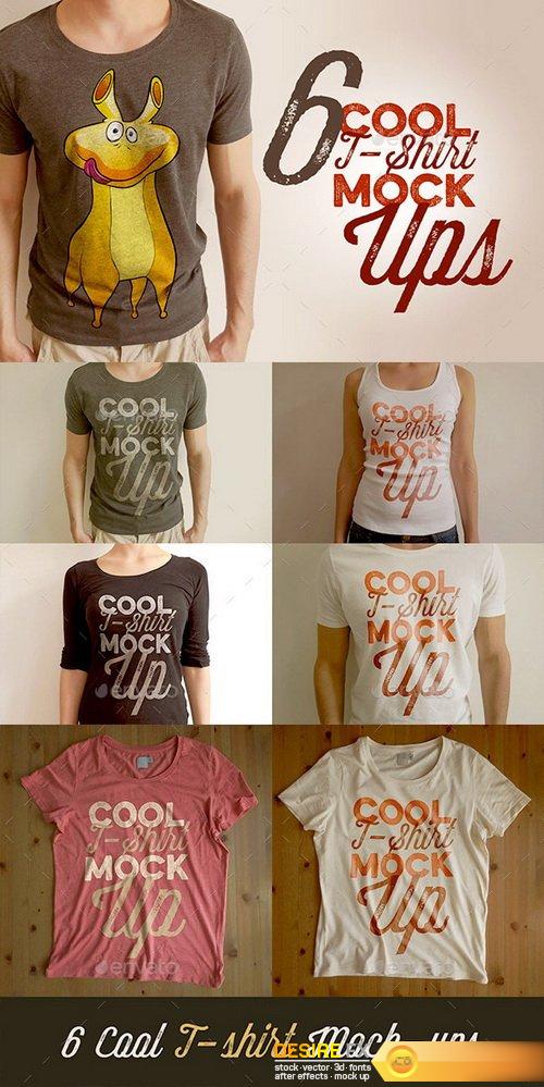 6 Retro/Vintage Style T-shirt Mock-ups – 10550347