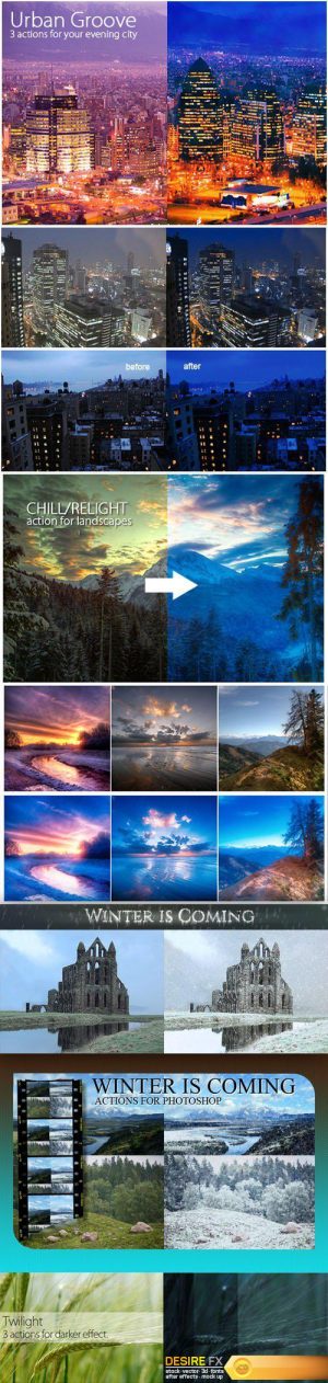 Photoshop Action – Urban Groove, Chill, Relight, Twilight & Winter is Coming