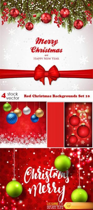 Vectors – Red Christmas Backgrounds Set 10