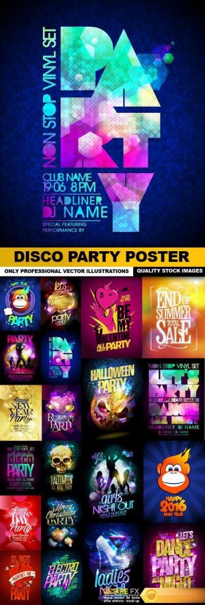 Disco Party Poster – 20 Vector