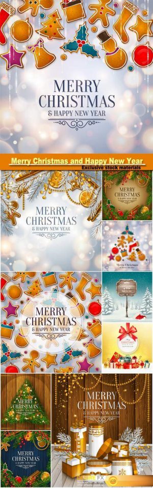 Christmas and Happy New Year greeting card
