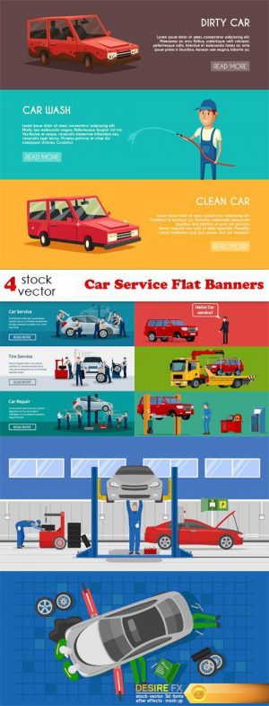 Vectors – Car Service Flat Banners