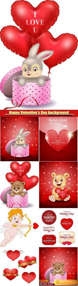 Vector set Happy Valentine’s Day background