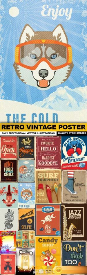 Retro Vintage Poster – 20 Vector