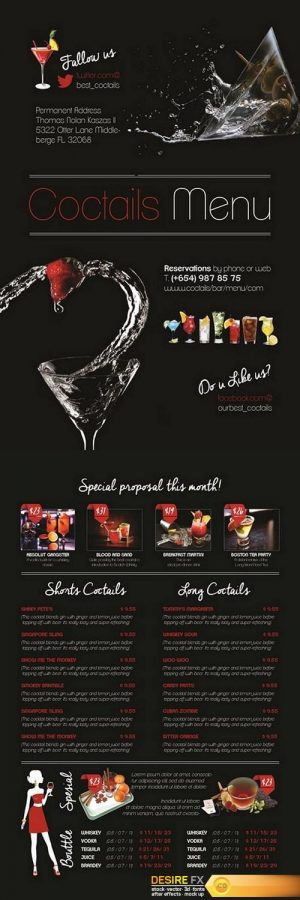 Cocktails Drinks Menu –Premium Flyer PSD Template