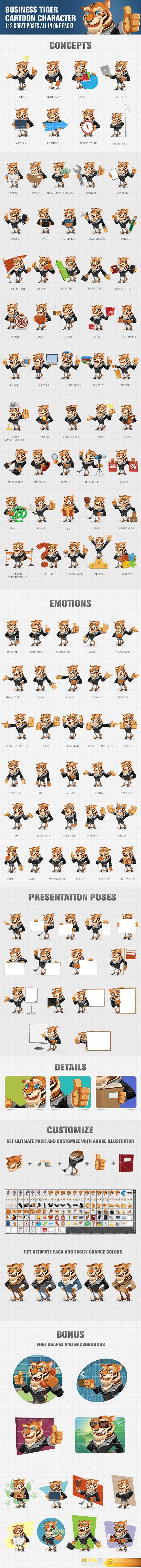 Business Tiger Cartoon Character