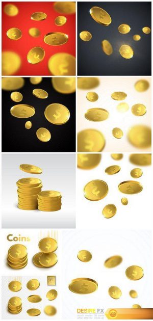 Money Illustration of flying golden coins 9X EPS