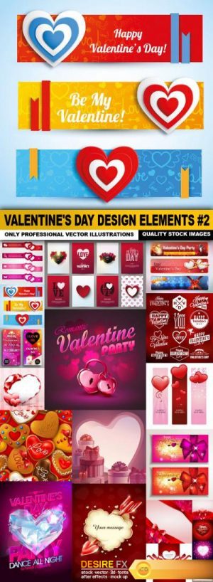 Valentine’s Day Design Elements #2 – 20 Vector