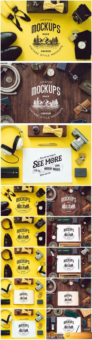 10 Hipster Mockups Pack – Creativemarket 413375