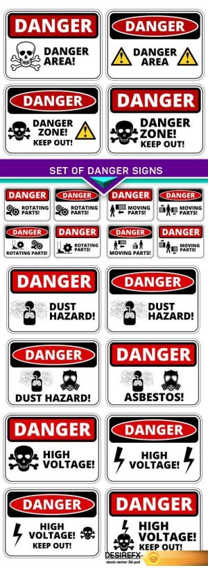 Set of danger signs, vector illustration 5X EPS