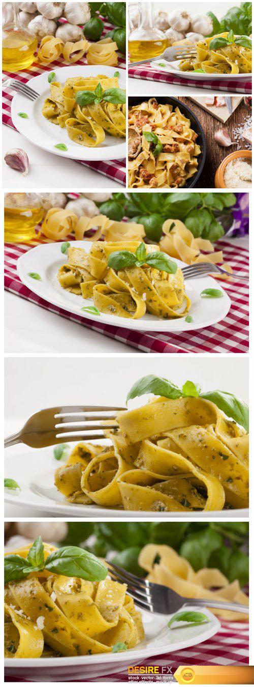 Delicious pasta tagliatelle with pesto