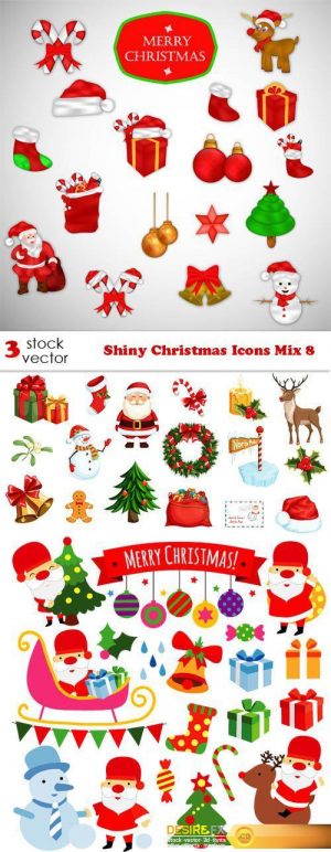 Vectors – Shiny Christmas Icons Mix 8