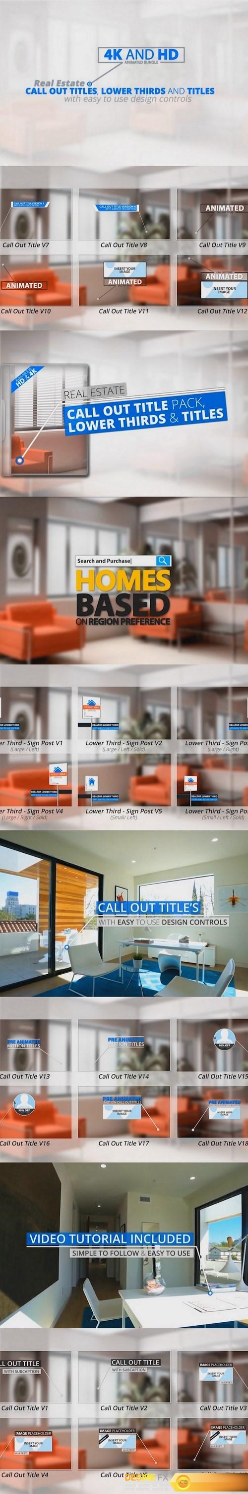 Videohive 19498549 Real Estate Call Out Titles, Lower Thirds & Title Pack | HD/4K