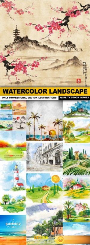 Watercolor Landscape – 20 Vector