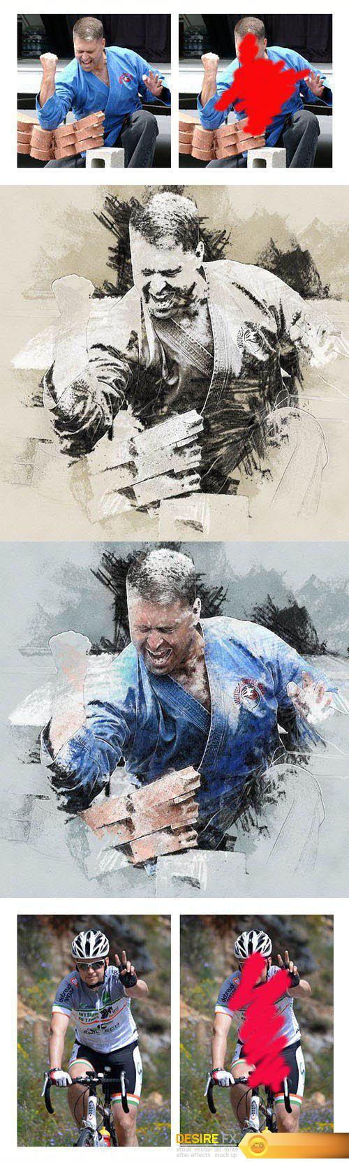 GraphicRiver – Sketch Charcoal and Chalk Photoshop Action