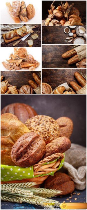 Different bread on a rustic dark background 9X JPEG