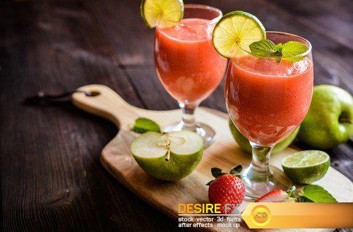 Fresh organic smoothie with apple, strawberry and lime 8X JPEG