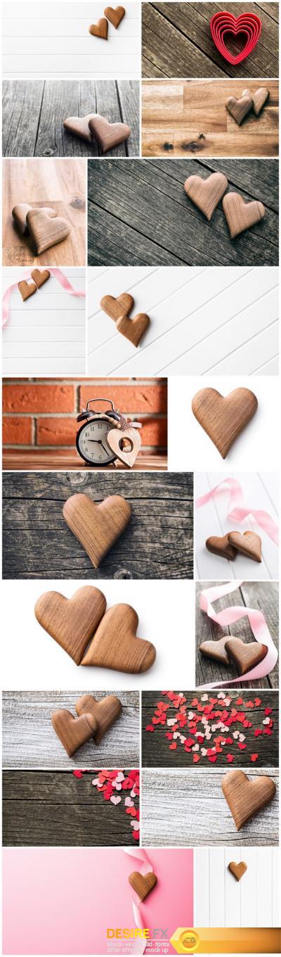 Wooden Heart & Love – Happy Valentines Day – Set of 20xUHQ JPEG Professional Stock Images