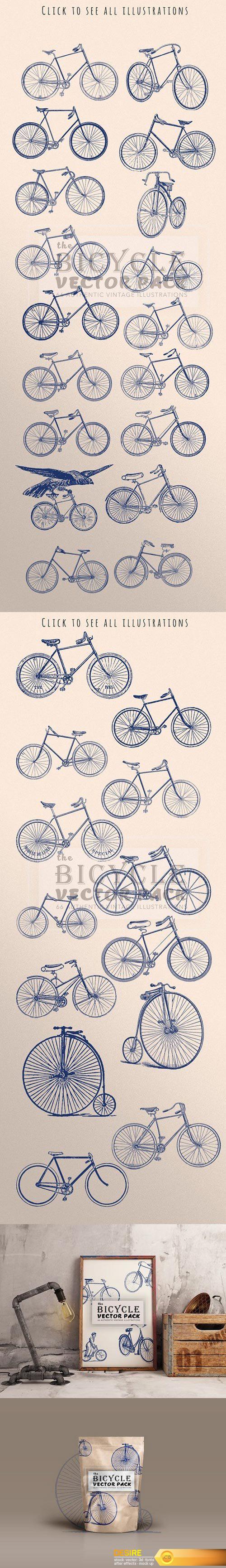 CM – Vintage Bicycle Illustration Bundle 1482385