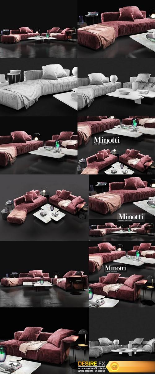 Sofa Minotti Lounge Freeman 3D Model