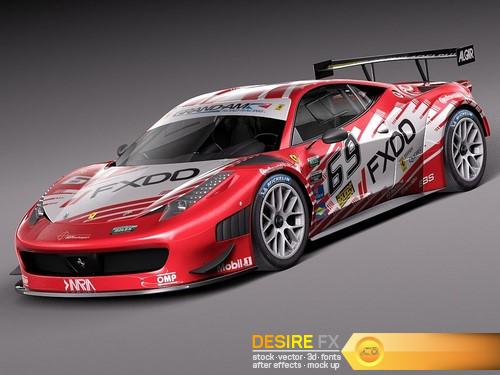 3D Model Ferrari 458 GT3 Race Car 2014