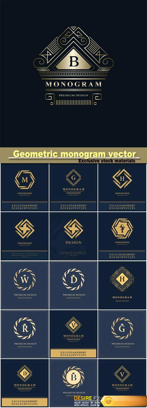 Geometric monogram logo vector