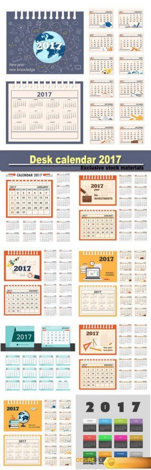 Desk business calendar 2017 year