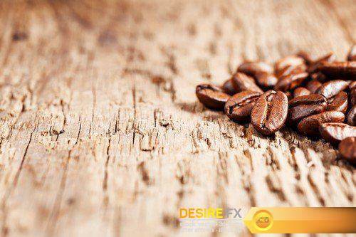 Coffee cup and roasted coffee beans on a wooden table 12X JPEG