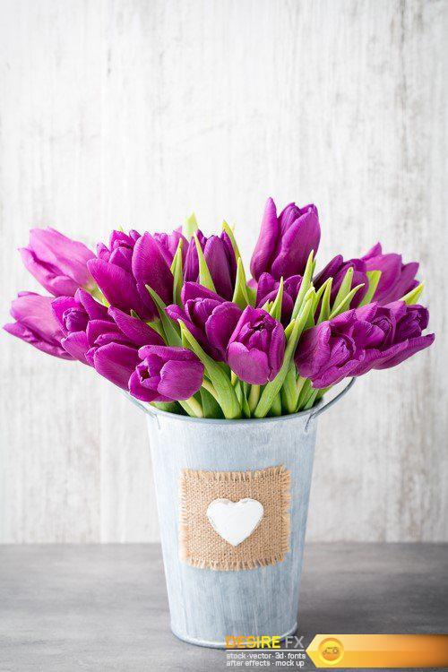 Bouquet of tulips on a gray background 13X JPEG