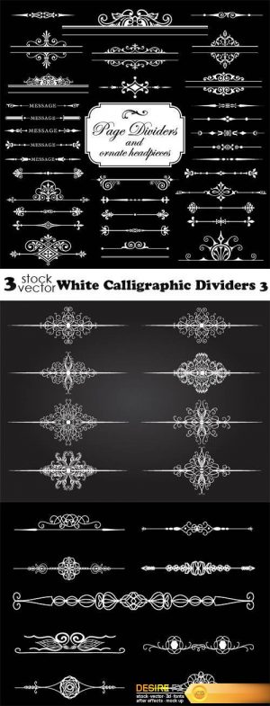 Vectors – White Calligraphic Dividers 3
