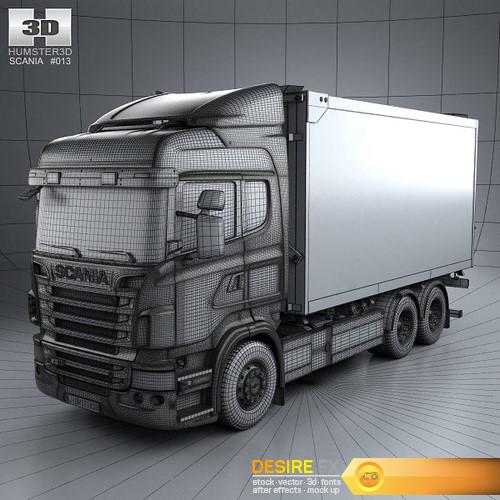 Scania R 730 Box Truck 2010 3D Model