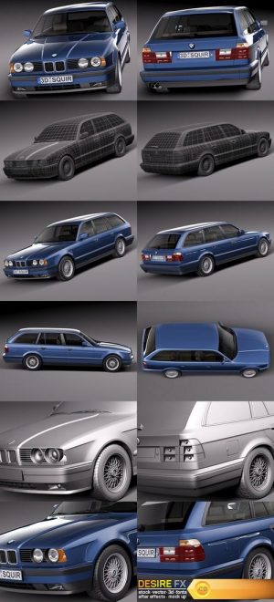BMW 5-Series E34 Touring 1991 3D Model