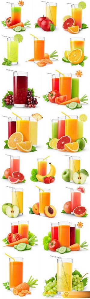 Fresh juice on a white background – 20xUHQ JPEG Photo Stock