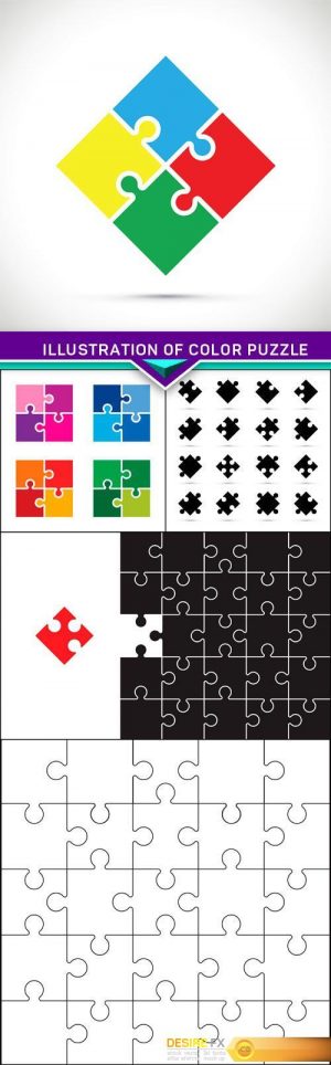 Illustration of color puzzle 5X EPS