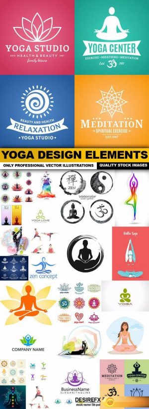 Yoga Design Elements – 25 Vector
