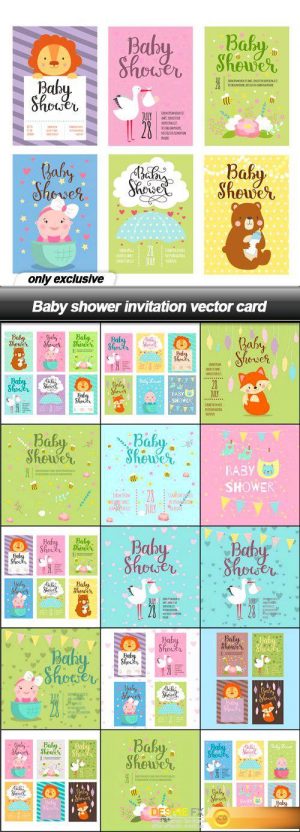 Baby shower invitation vector card – 15 EPS