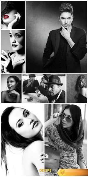 Black and white photo of people