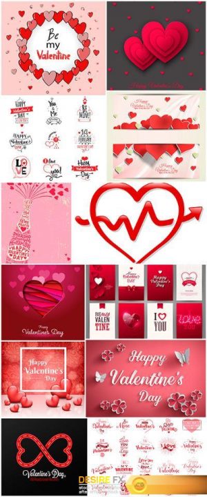Set of vector cards Valentines Day – 12EPS