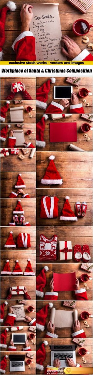 Workplace of Santa & Christmas Composition – 21xUHQ JPEG