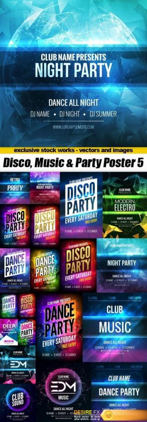 Disco, Music & Party Poster 5 – 21xEPS