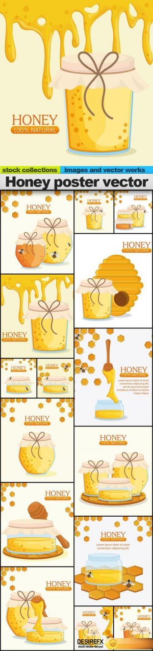 Honey poster vector, 15 x EPS