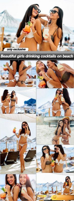 Beautiful girls drinking cocktails on beach – 10 UHQ JPEG