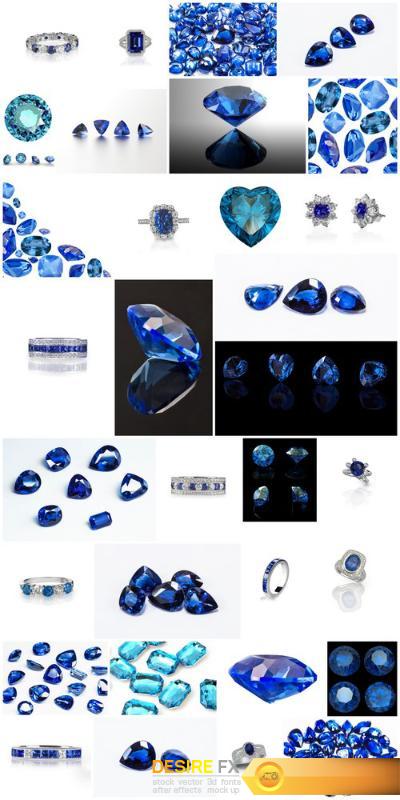 Sapphires – Gemstones, Set of 32xUHQ JPEG Professional Stock Images