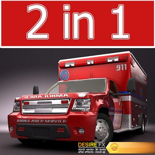 Emergency Ambulance Truck 2in1 3D Model