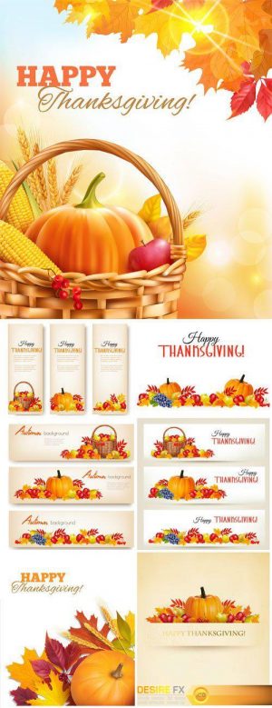 Vector banners and backgrounds with autumn compositions