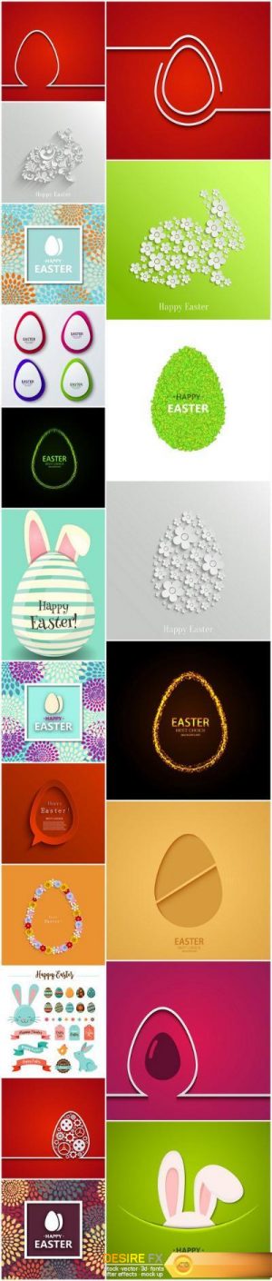 Easter eggs, Easter rabbit & bunny – Happy Easter 2 – Set of 20xEPS Professional Vector Stock